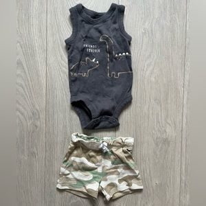 Carters dino sleeveless bodysuit + shorts set (3m)